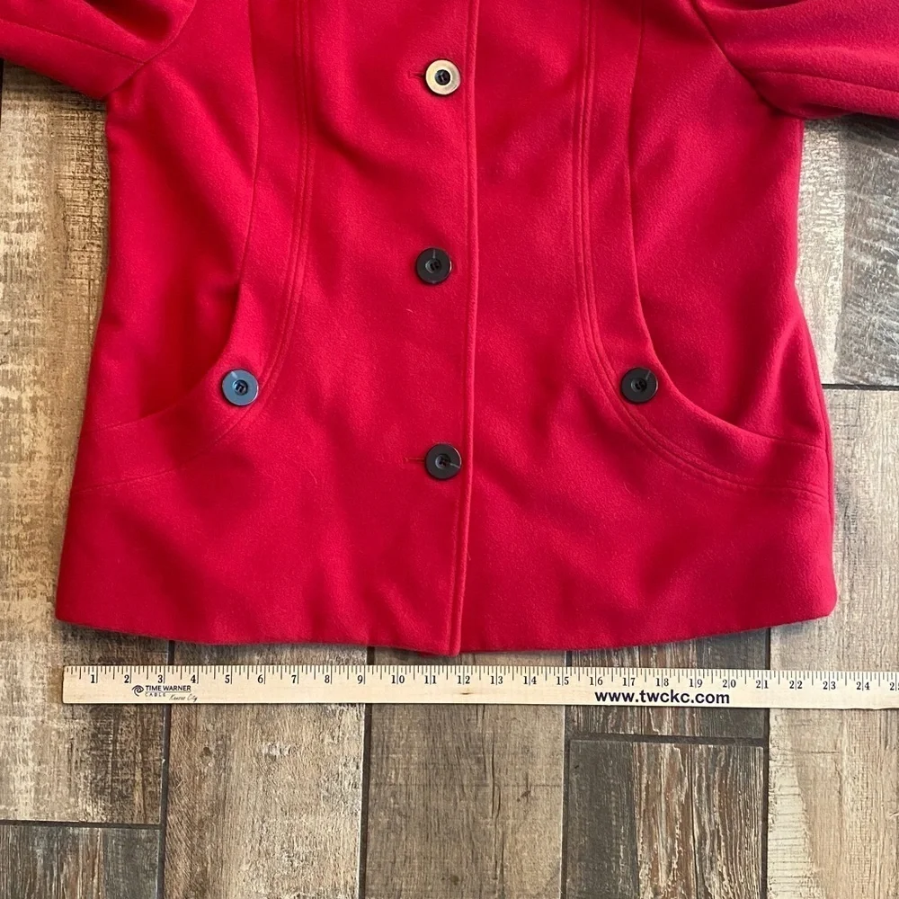 JM Collection Vibrant Red Pea Coat